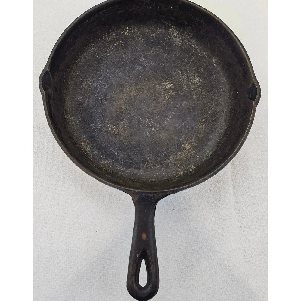 Vintage Hand Painted Cast Iron Skillet Barn Landscape Folk Art‎ Sara Wolak 1994